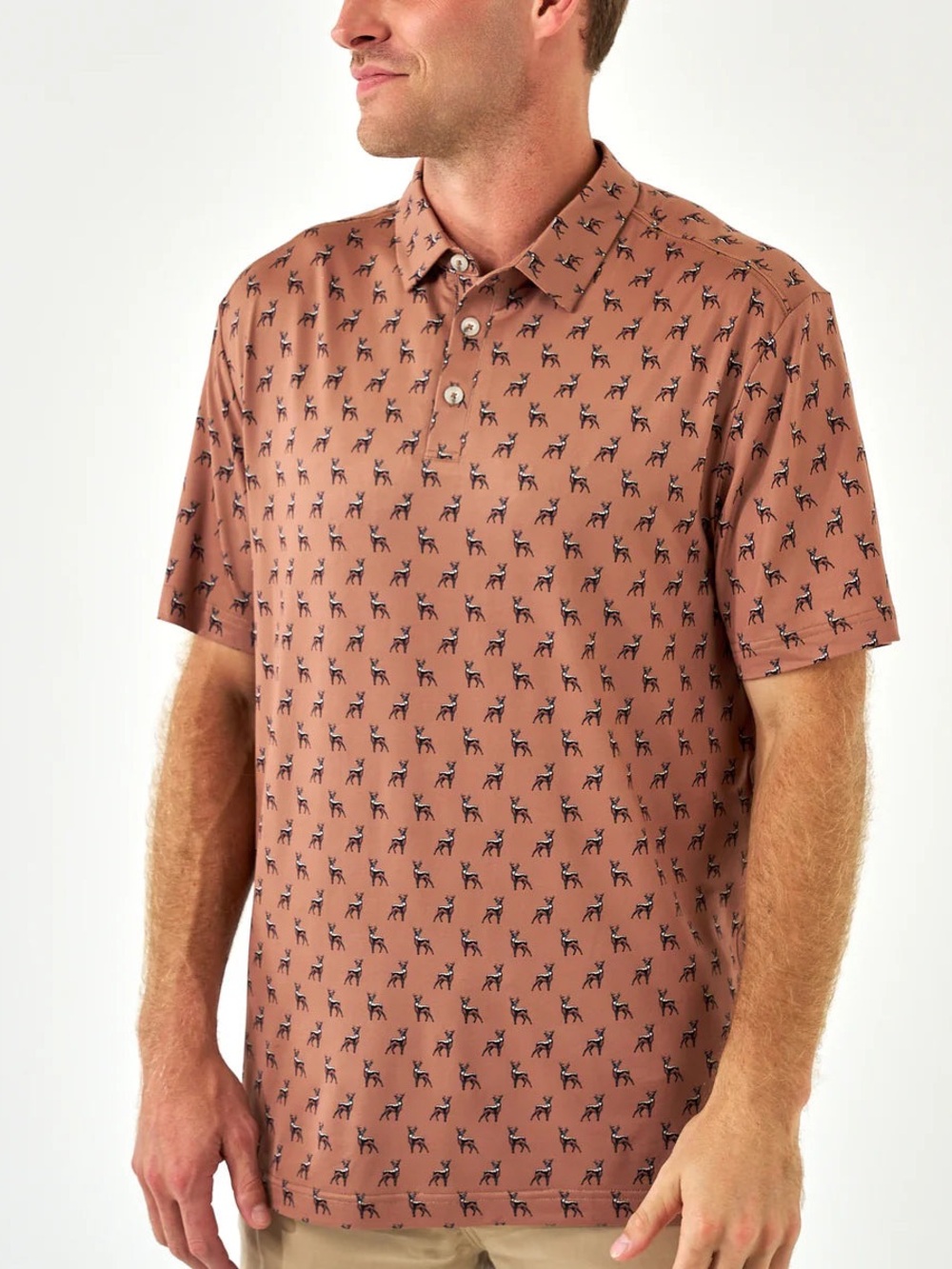 Burlebo performance polo whitetail deer print Large